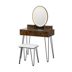 Costway Industrial Vanity Makeup Dressing Table Padded Stool Set 3-Color Lighted Mirror -Cozy Living Deals Store GUEST 322ebee2 a705 4c9c 88da f5f8b0d5acb9