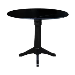 Sandon Round Dual Drop Leaf Pedestal Table Black - International Concepts