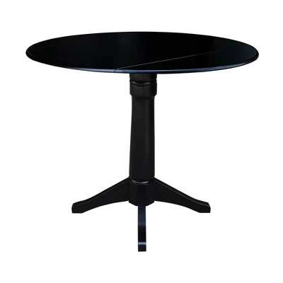 Sandon Round Dual Drop Leaf Pedestal Table Black - International Concepts 1 Sandon Round Dual Drop Leaf Pedestal Table Black - International Concepts