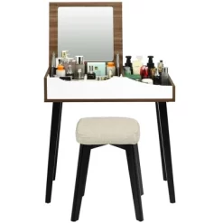 Costway Vanity Table Set With Flip Top Mirror Dressing Makeup Study Padded Stool -Cozy Living Deals Store GUEST 32b39fd6 606a 4ab7 8daa 74ec99435377