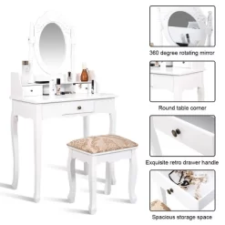 Costway Vanity Table Jewelry Makeup Desk Bench Dresser Stool White -Cozy Living Deals Store GUEST 32dd6987 5831 4ae0 95a4 7dccd505d097