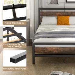 Costway Full/Queen Industrial Metal Platform Bed Frame Rustic Headboard Mattress Foundation -Cozy Living Deals Store GUEST 33720391 7df7 401b 89aa 1a39142066e2