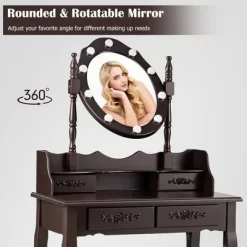 Costway Makeup Vanity Dressing Table Set W/10 Dimmable Bulbs Cushioned Stool -Cozy Living Deals Store GUEST 33b5c267 79b6 45f7 bed2 264d942e1b79