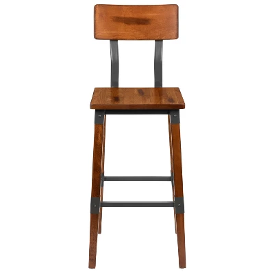 Emma And Oliver 4 Pack Commercial Grade Rustic Walnut Industrial Style Wood Dining Barstool 2 Emma And Oliver 4 Pack Commercial Grade Rustic Walnut Industrial Style Wood Dining Barstool - Image 2