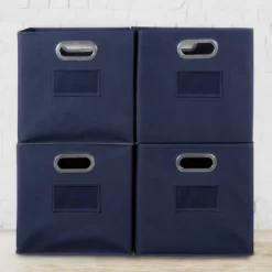 Niche Cubo 4pk Foldable Fabric Storage Bin With Label Holder Blue