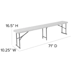 Flash Furniture 10.25''W X 71''L Bi-Fold Granite White Plastic Bench With Carrying Handle -Cozy Living Deals Store GUEST 360f38ef cb52 45bf bbe6 4885bb81d760