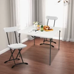Tangkula Folding Camping Table Portable Picnic Table With All-Weather HDPE Tabletop Metal Frame & Carry Straps White/Gray -Cozy Living Deals Store GUEST 3611b45f 1652 47f4 a238 edf82f7dbe10