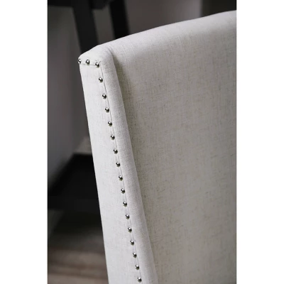 Set Of 2 Marjorie Acacia Upholstered Dining Chair Cream/Gray - Abbyson Living 3 Set Of 2 Marjorie Acacia Upholstered Dining Chair Cream/Gray - Abbyson Living - Image 3