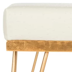 Jenine Faux Ostrich Square Bench - Cream/Gold - Safavieh -Cozy Living Deals Store GUEST 3669ac2a 6c02 47dd 8a3e 6852da02bee5