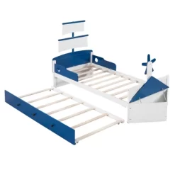 Twin Size Boat-Shaped Platform Bed With Trundle Bed And Storage Footboard-ModernLuxe 15 Twin Size Boat-Shaped Platform Bed With Trundle Bed And Storage Footboard-ModernLuxe -Cozy Living Deals Store GUEST 36807457 a82d 406c bcd6 2acd54086962