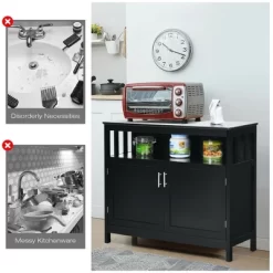 Costway Kitchen Buffet Server Sideboard Storage Cabinet W/2 Doors & Shelf WhiteBlack -Cozy Living Deals Store GUEST 368f8cf7 7992 4d26 bde3 d22d5d91689c