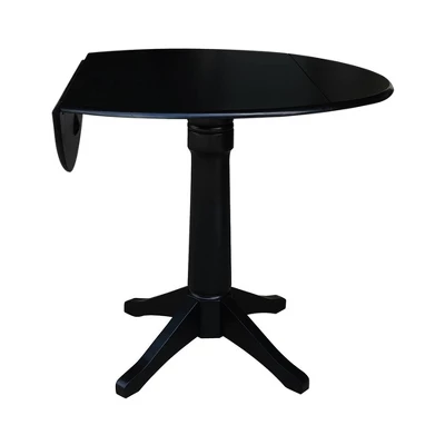 Sandon Round Dual Drop Leaf Pedestal Table Black - International Concepts 2 Sandon Round Dual Drop Leaf Pedestal Table Black - International Concepts - Image 2