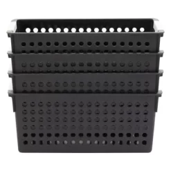 Farmlyn Creek 4 Pack Small Plastic Storage Baskets Bins With Handles For Bathroom, Laundry Room & Closet Organization, Black -Cozy Living Deals Store GUEST 374a5c41 bff5 4889 aaf0 fdaad1444007