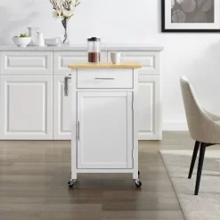 Savannah Wood Top Compact Kitchen Island Cart White/Natural - Crosley -Cozy Living Deals Store GUEST 37f68dbb 4b87 4778 b10f 9a16aa9924a5
