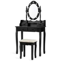 Vanity Table Set Detachable Makeup Table Dressing Desk With Mirror & Cushioned Stool Brown/White/Black 10 Vanity Table Set Detachable Makeup Table Dressing Desk With Mirror & Cushioned Stool Brown/White/Black -Cozy Living Deals Store GUEST 37f900d5 a2be 4efd bffa a3820a8f3303