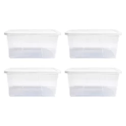 Homz 12-Quart Snaplock Clear Plastic Storage Tote Container Bin With Secure Lid And Handles For Home And Office Organization (8 Pack)