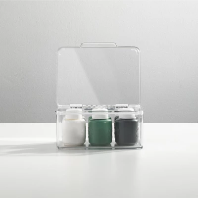 MDesign Plastic Craft Room Storage Organizer Box With Hinged Lid, 8 Pack, Clear 2 MDesign Plastic Craft Room Storage Organizer Box With Hinged Lid, 8 Pack, Clear - Image 2