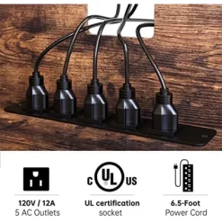 Fabato Wood TV Stand And Entertainment Center With Socket Plug-In Station, Height Adjustable Shelf, And Wire Threading Holes