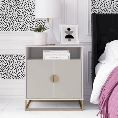 Kelly Accent Cabinet White/Taupe - Paris Hilton X The Novogratz 1 Kelly Accent Cabinet White/Taupe - Paris Hilton X The Novogratz