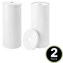 MDesign Toilet Tissue Roll Holder Canister Stand, Stores 3 Rolls, 2 Pack