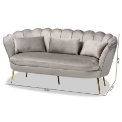 Genia Velvet Fabric Upholstered And Metal Sofa Gray/Gold - Baxton Studio -Cozy Living Deals Store GUEST 3c2d3cc0 14f3 44f4 a04f f62e34753e2c