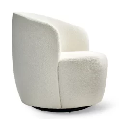 Bella 28'' Seat Width Touch Modern White Boucle Upholstered With 360° Swivel Accent Armrest Barrel Chairs-The Pop Maison -Cozy Living Deals Store GUEST 3c59486a d670 48a4 862b faf8759fd919