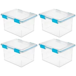 Sterilite 32 Quart Stackable Clear Plastic Storage Tote Container With Blue Gasket Latching Lid For Home And Office Organization, Clear -Cozy Living Deals Store GUEST 3c663191 cf42 482e 8645 59c76d874562