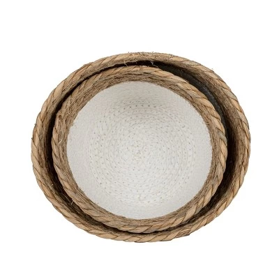 Set Of 2 Baskets White Seagrass & Rope By Foreside Home & Garden 2 Set Of 2 Baskets White Seagrass & Rope By Foreside Home & Garden - Image 2