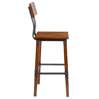 Emma And Oliver 4 Pack Commercial Grade Rustic Walnut Industrial Style Wood Dining Barstool 12 Emma And Oliver 4 Pack Commercial Grade Rustic Walnut Industrial Style Wood Dining Barstool - Image 12