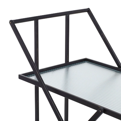 Industrial Metal Bar Cart Black - Olivia & May 3 Industrial Metal Bar Cart Black - Olivia & May - Image 3