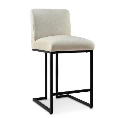 Set Of 2 Mason 25" Contemporary Armless Upholstered Fabric With Black Metal Sled Legs Counter Height Barstools-The Pop Maison 4 Set Of 2 Mason 25" Contemporary Armless Upholstered Fabric With Black Metal Sled Legs Counter Height Barstools-The Pop Maison - Image 4