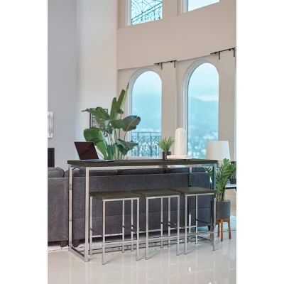 4pc Cassidy Console Sofa Table Set With Power Outlet Dark Oak/Chrome - Coaster 1 4pc Cassidy Console Sofa Table Set With Power Outlet Dark Oak/Chrome - Coaster