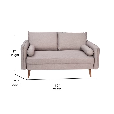 Emma And Oliver Upholstered Mid-Century Modern Pocket Spring Loveseat With Wooden Legs And Removable Back Cushions 6 Emma And Oliver Upholstered Mid-Century Modern Pocket Spring Loveseat With Wooden Legs And Removable Back Cushions - Image 6