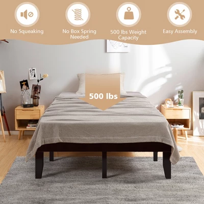 Costway Full Size Wood Bed Frame & 10'' Foam Mattress Set CertiPUR-US Certified Natural/Espresso 3 Costway Full Size Wood Bed Frame & 10'' Foam Mattress Set CertiPUR-US Certified Natural/Espresso - Image 3