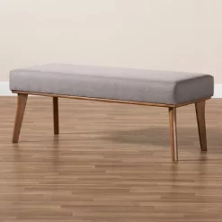 Odessa Mid-Century Modern Fabric Upholstered Wood Dining Bench Walnut/Brown - Baxton Studio -Cozy Living Deals Store GUEST 3f259fc6 5c0a 41e8 b6b8 3fd25b532463