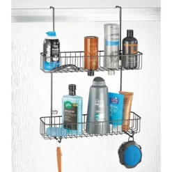 MDesign Wide Metal Over Door Hanging Shower Caddy, 2 Hooks And Baskets -Cozy Living Deals Store GUEST 3fbfe49c 0843 4ea8 acac ee595a62d915