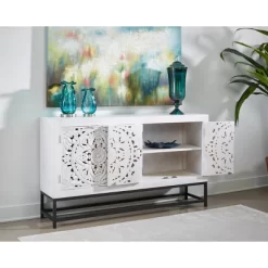 Lost City 4 Door Credenza With Black Legs White - Treasure Trove Accents -Cozy Living Deals Store GUEST 3fc58aa7 70a2 4a44 b550 30775cf9c01e