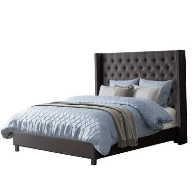 Queen Fairfield Tufted Fabric Bed With Wings - CorLiving 5 Queen Fairfield Tufted Fabric Bed With Wings - CorLiving - Image 5