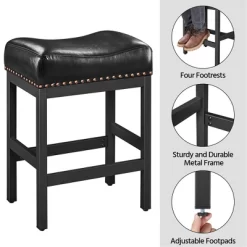 Yaheetech 26"H Bar Stools Faux Leather Counter Height Stools With Nailhead Trims Set Of 2, Black 8 Yaheetech 26"H Bar Stools Faux Leather Counter Height Stools With Nailhead Trims Set Of 2, Black -Cozy Living Deals Store GUEST 40b6f482 d16b 4b68 8530 d990289e2c57
