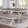 60" Arga Transitional Wood Dining Table Gray/Antique White - HOMES: Inside + Out