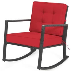 Costway Patio Rattan Rocker Chair Outdoor Glider Wicker Rocking Chair Cushion Lawn Red 13 Costway Patio Rattan Rocker Chair Outdoor Glider Wicker Rocking Chair Cushion Lawn Red -Cozy Living Deals Store GUEST 41367656 ca9f 498f a574 e6a304755887