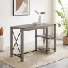Rustic Farmhouse Metal X Kitchen Island With Shelves - Saracina Home