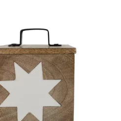 Barn Quilt Trinket Box With Lid Wood, Metal & White Resin By Foreside Home & Garden -Cozy Living Deals Store GUEST 41852f28 f569 4708 9516 a97de4cc93e6