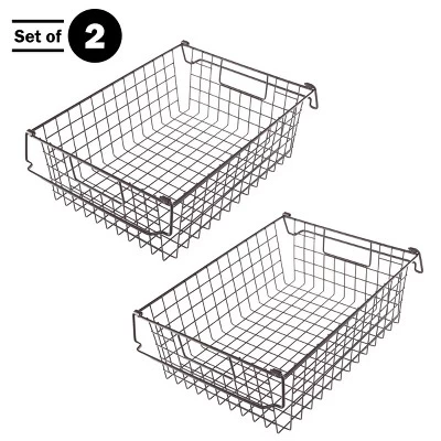 Set Of 2 Storage Bins - Basket Set For Toy, Kitchen, Closet, And Bathroom Storage - Large Shelf Organizers With Handles By Home-Complete (Brown) 1 Set Of 2 Storage Bins - Basket Set For Toy, Kitchen, Closet, And Bathroom Storage - Large Shelf Organizers With Handles By Home-Complete (Brown)