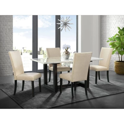 5pc Florentina Standard Dining Table Set With 4 Chairs Marble/White - Picket House Furnishings 1 5pc Florentina Standard Dining Table Set With 4 Chairs Marble/White - Picket House Furnishings