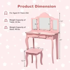 Costway Kids Vanity Table & Stool Princess Dressing Make Up Play Set For Girls Pink -Cozy Living Deals Store GUEST 41fb932d 8c1f 42f9 8dc2 139c79985f8a