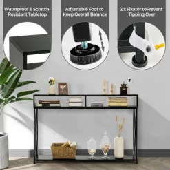 Costway Steel Frame Console Table With Open Shelf And Storage Compartments Black 13 Costway Steel Frame Console Table With Open Shelf And Storage Compartments Black -Cozy Living Deals Store GUEST 427324c3 3f2b 4868 be9a f74b9d2327be