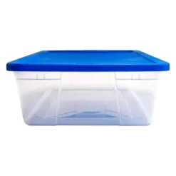 Homz Snaplock 41-Quart Plastic Multipurpose Stackable Storage Container Bins With Blue Snaplock Lid For Home And Office Organization, Clear (2 Pack) -Cozy Living Deals Store GUEST 42bd88b9 ea19 4a67 bdaf eea9a6c1ec60 1