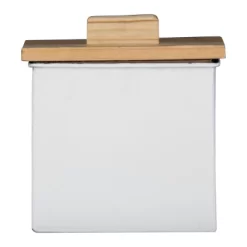 White Enamel Metal Lidded Decorative Storage Canister - Foreside Home & Garden