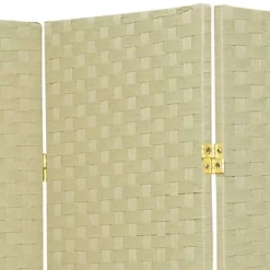 6 Ft. Tall Woven Fiber Room Divider - Cream (5 Panels)